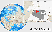 Shaded Relief Location Map of Mishkinskiy, highlighted parent region, highlighted grandparent region