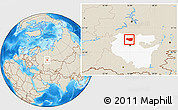 Shaded Relief Location Map of Mishkinskiy, highlighted parent region