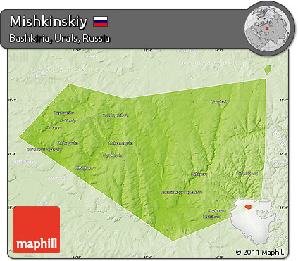 Physical Map of Mishkinskiy, lighten
