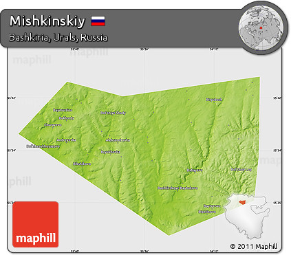 Physical Map of Mishkinskiy, single color outside
