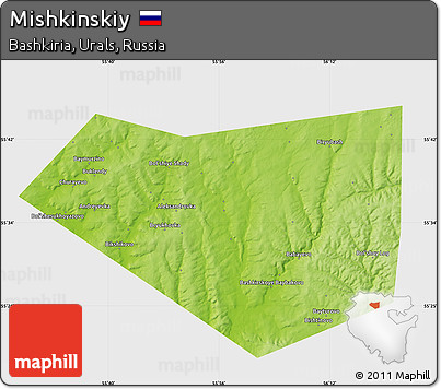 Physical Map of Mishkinskiy, single color outside