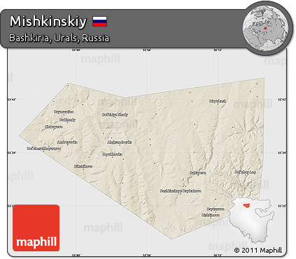 Shaded Relief Map of Mishkinskiy, single color outside