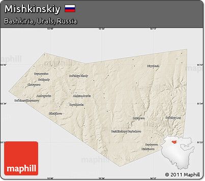 Shaded Relief Map of Mishkinskiy, single color outside
