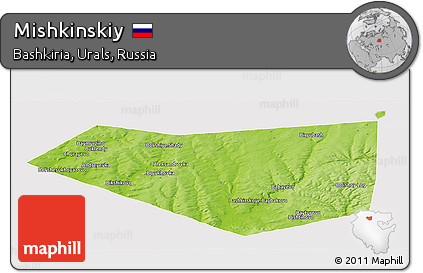 Physical Panoramic Map of Mishkinskiy, cropped outside