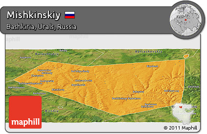 Political Panoramic Map of Mishkinskiy, satellite outside