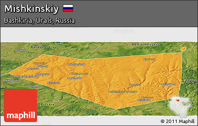 Political Panoramic Map of Mishkinskiy, satellite outside