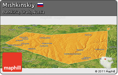 Political Panoramic Map of Mishkinskiy, satellite outside