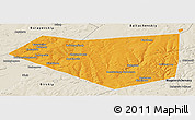 Political Panoramic Map of Mishkinskiy, shaded relief outside