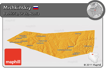 Political Panoramic Map of Mishkinskiy, single color outside