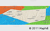 Shaded Relief Panoramic Map of Mishkinskiy, political outside
