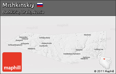 Silver Style Panoramic Map of Mishkinskiy, single color outside