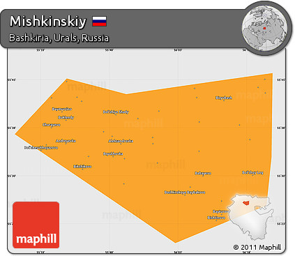 Political Simple Map of Mishkinskiy, single color outside