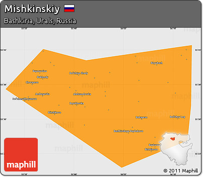 Political Simple Map of Mishkinskiy, single color outside