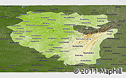 Physical Panoramic Map of Bashkiria, darken