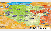 Physical Panoramic Map of Bashkiria, political shades outside