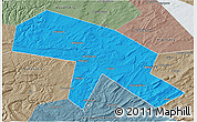 Political 3D Map of Salavatskiy, semi-desaturated