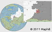 Savanna Style Location Map of Sharanskiy, highlighted country, highlighted grandparent region, hill shading