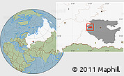 Savanna Style Location Map of Sharanskiy, highlighted country, highlighted parent region, hill shading