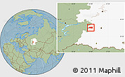 Savanna Style Location Map of Sharanskiy, highlighted grandparent region, hill shading