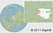 Savanna Style Location Map of Sharanskiy, highlighted parent region, hill shading