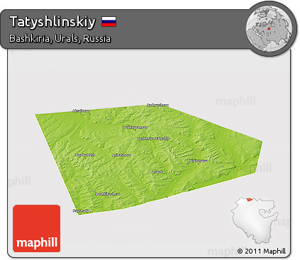 Physical 3D Map of Tatyshlinskiy, cropped outside