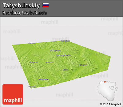 Physical 3D Map of Tatyshlinskiy, cropped outside