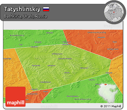 Physical 3D Map of Tatyshlinskiy, political outside
