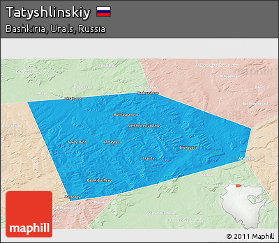 Political 3D Map of Tatyshlinskiy, lighten