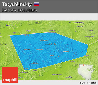 Political 3D Map of Tatyshlinskiy, physical outside