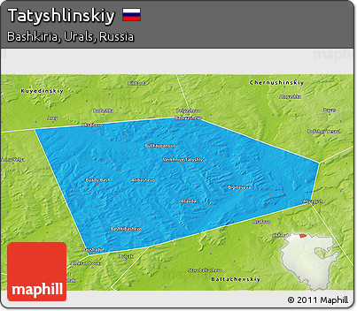 Political 3D Map of Tatyshlinskiy, physical outside