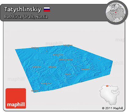 Political 3D Map of Tatyshlinskiy, single color outside