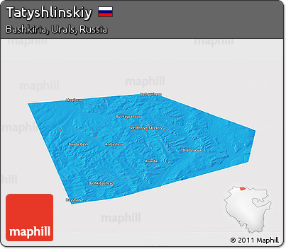Political 3D Map of Tatyshlinskiy, single color outside