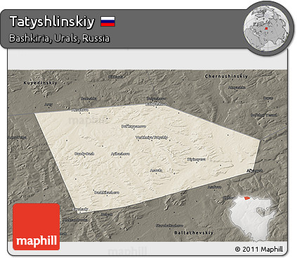 Shaded Relief 3D Map of Tatyshlinskiy, darken