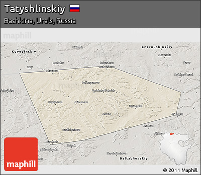Shaded Relief 3D Map of Tatyshlinskiy, semi-desaturated