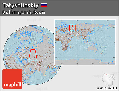 Gray Location Map of Tatyshlinskiy, within the entire country, hill shading