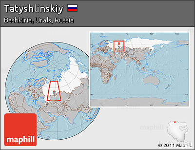 Gray Location Map of Tatyshlinskiy, highlighted country, highlighted parent region, within the entire country, hill shading