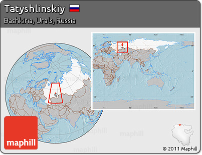 Gray Location Map of Tatyshlinskiy, highlighted country, highlighted parent region, within the entire country, hill shading