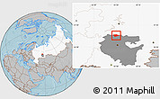 Gray Location Map of Tatyshlinskiy, highlighted country, highlighted parent region, hill shading
