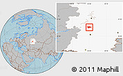 Gray Location Map of Tatyshlinskiy, highlighted grandparent region, hill shading
