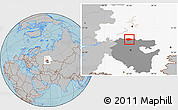 Gray Location Map of Tatyshlinskiy, highlighted parent region, highlighted grandparent region, hill shading