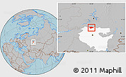 Gray Location Map of Tatyshlinskiy, highlighted parent region, hill shading