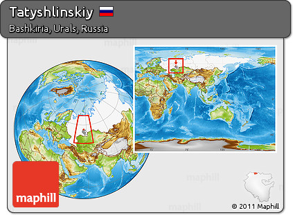 Physical Location Map of Tatyshlinskiy, highlighted country, highlighted parent region, within the entire country