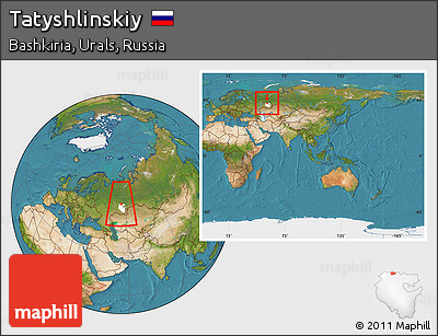 Satellite Location Map of Tatyshlinskiy, highlighted parent region, within the entire country
