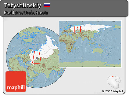 Savanna Style Location Map of Tatyshlinskiy, highlighted country, highlighted parent region, within the entire country, hill shading