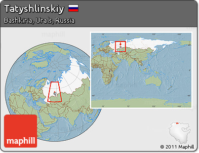 Savanna Style Location Map of Tatyshlinskiy, highlighted country, highlighted parent region, within the entire country, hill shading