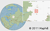 Savanna Style Location Map of Tatyshlinskiy, highlighted grandparent region, hill shading