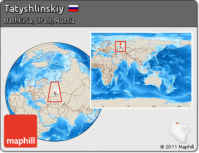Shaded Relief Location Map of Tatyshlinskiy, highlighted parent region, highlighted grandparent region, within the entire country