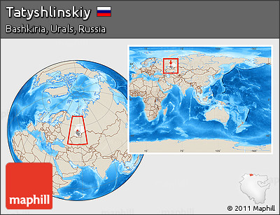 Shaded Relief Location Map of Tatyshlinskiy, highlighted parent region, highlighted grandparent region, within the entire country