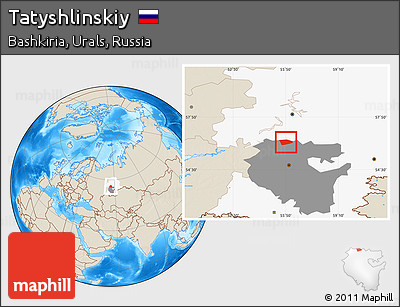 Shaded Relief Location Map of Tatyshlinskiy, highlighted parent region, highlighted grandparent region