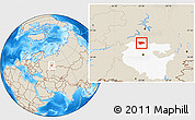 Shaded Relief Location Map of Tatyshlinskiy, highlighted parent region